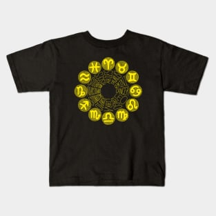 Zodiac Signs (yellow) Kids T-Shirt